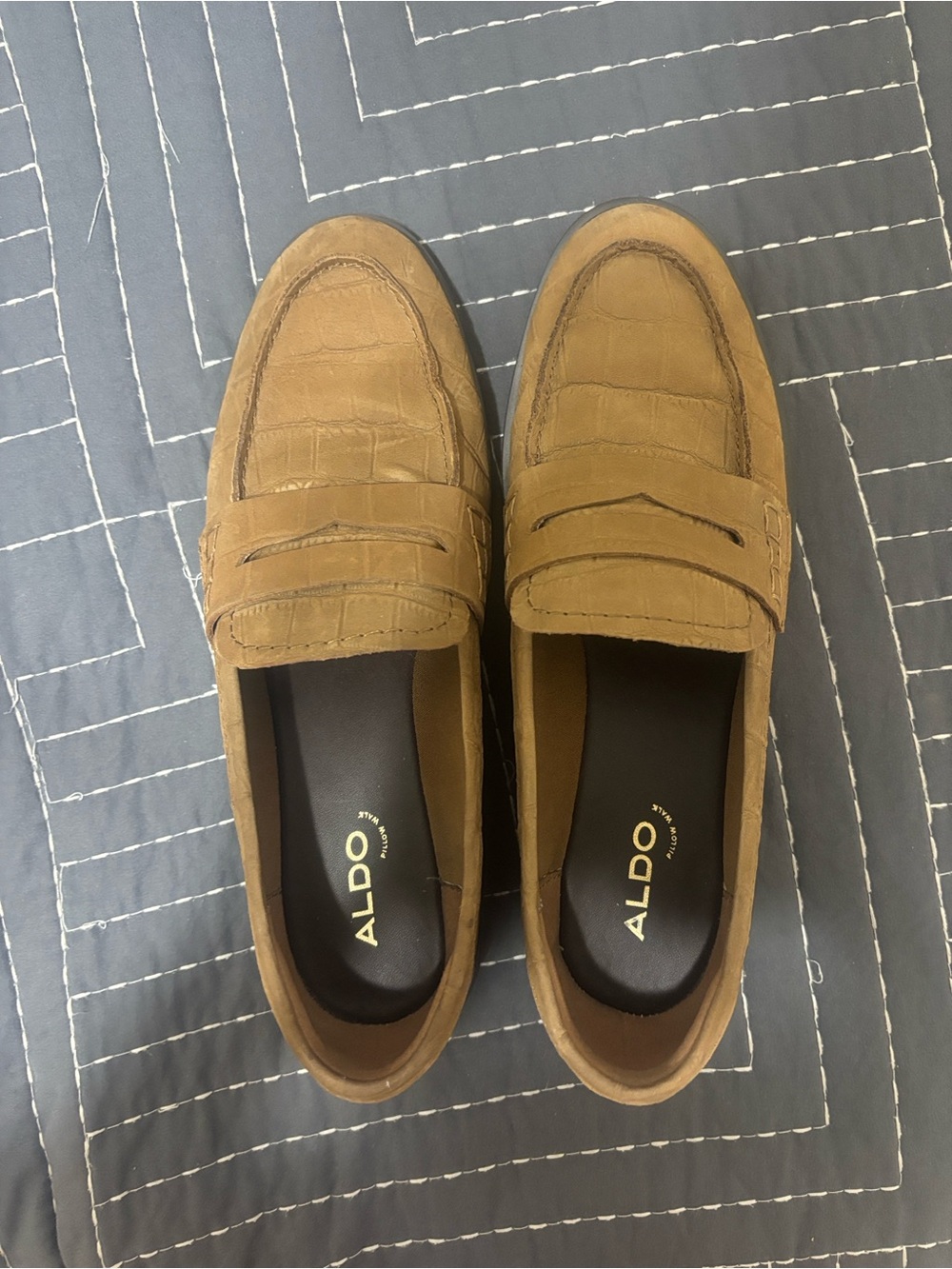 ALDO Women’s Tan Suede Penny Loafers